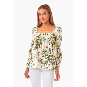 NWT Tuckernuck Blush Meadows Tilly Peasant Puff Sleeve Floral Blouse